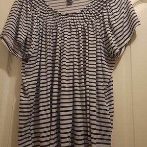 Style & Co. Black and White Striped Blouse